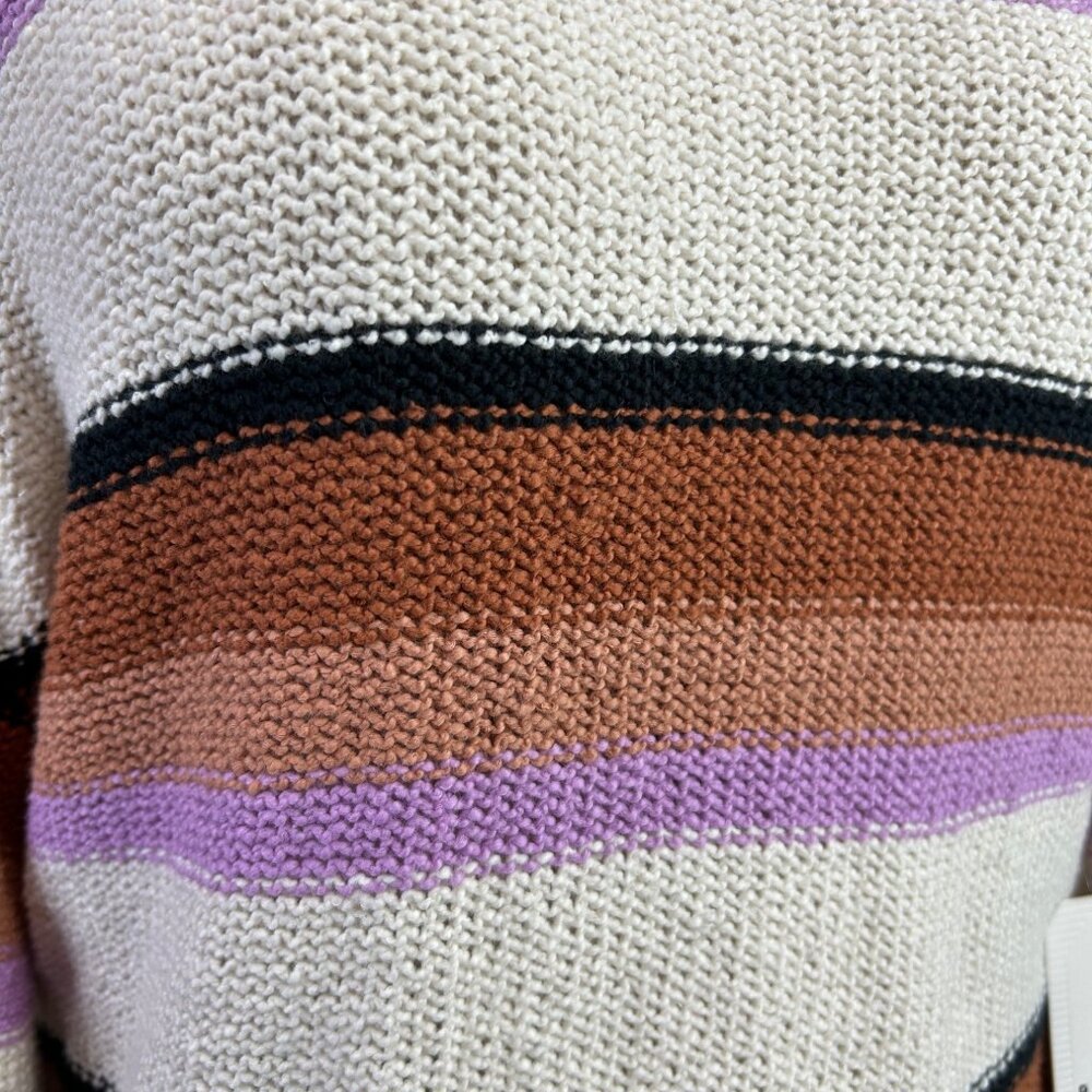 BILLABONG Seeing Double Sweater Sz L Multicolor Stripe Knit Cotton Blend - Picture 9 of 10